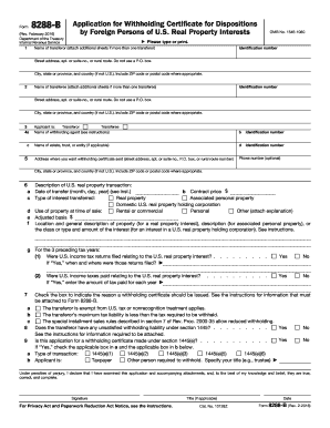 Form 8288-B Application for Withholding Certificate