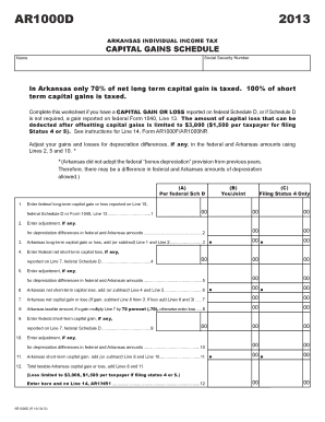 Arkansas Individual Income Tax Capital Gains Schedule