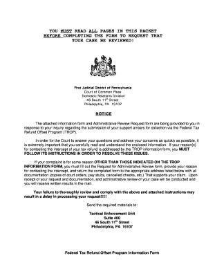 Federal Tax Refund Offset Program Administrative Review Request