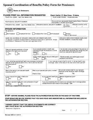 Spousal Coordination of Benefits Policy Form