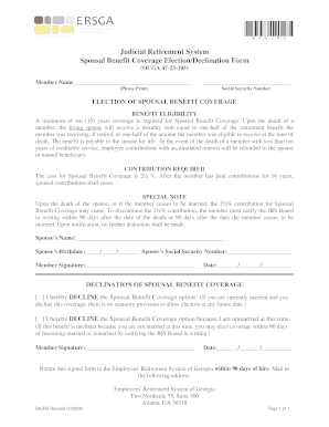 Georgia Spousal Benefit Coverage Election Form