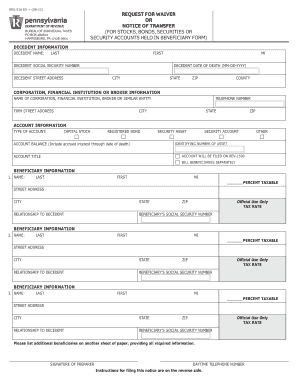 Pennsylvania Inheritance Tax Waiver Request
