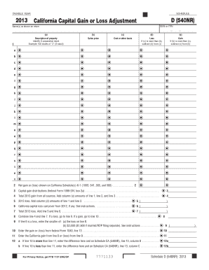 California Capital Gain or Loss Adjustment Form 540NR