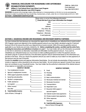 Financial Disclosure for Loan Rehabilitation