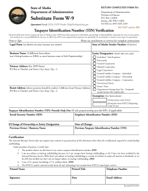Alaska Substitute Form W-9