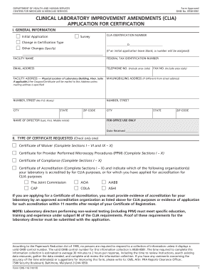 CLIA Laboratory Certification Application