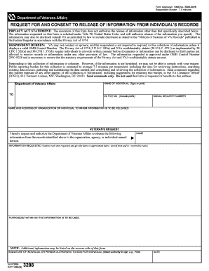 VA Form 3288 Request and Consent to Release Information