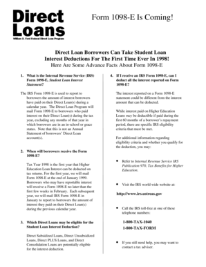 IRS Form 1098-E Student Loan Interest Statement
