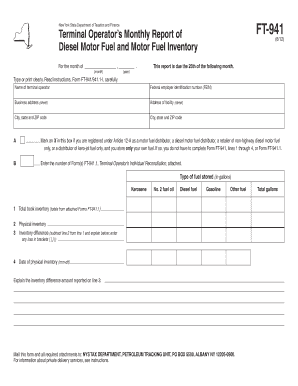 New York FT-941 Terminal Operator's Monthly Report