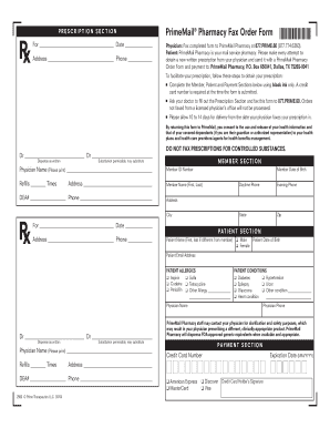 PrimeMail Pharmacy Prescription Order Form