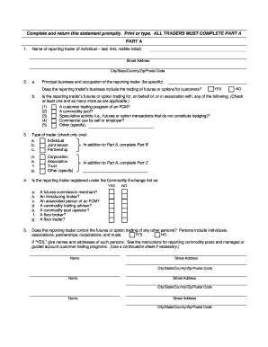 CFTC Form 40 Statement of Reporting Trader