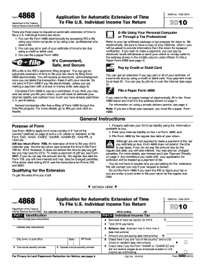 Form 4868 Application for Automatic Extension of Time to File US Individual Income Tax Return