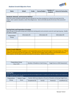 Student Growth Objective Form