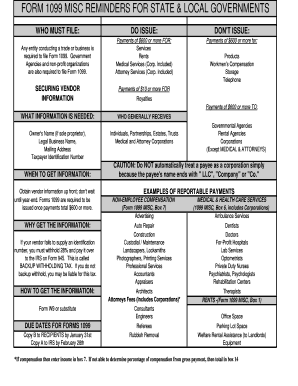 Form 1099 MISC Reminders for State and Local Governments