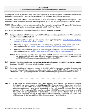 Louisiana APRN Controlled Substances Application