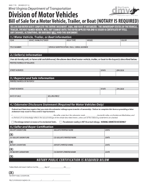 West Virginia Motor Vehicle Bill of Sale