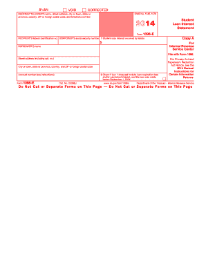 IRS Form 1098-E 2014 Student Loan Interest Statement