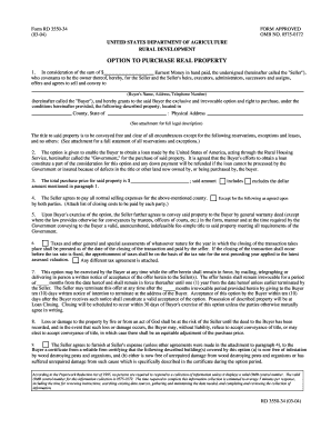USDA Option to Purchase Real Property