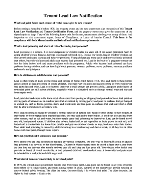 Massachusetts Tenant Lead Law Notification and Certification Form