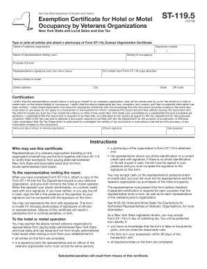 New York Hotel or Motel Tax Exemption Certificate