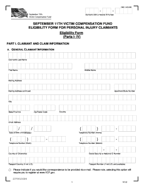 September 11th Victim Compensation Fund Eligibility Form