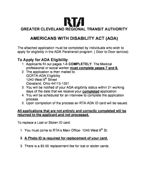ADA Paratransit Service Application