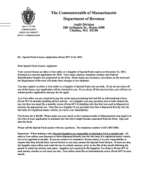 Massachusetts Special Fuels License Application Form SFT-1