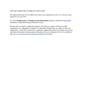 IRS Form 8938 for Foreign Assets