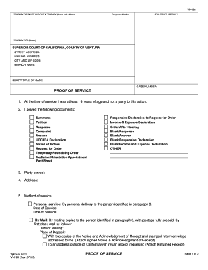 California Proof of Service Form VN120