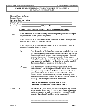 California Group Home Shelter Costs Declaration