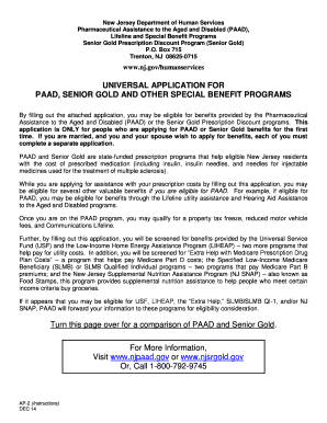 New Jersey PAAD and Senior Gold Application