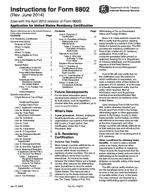 Form 8802 Application for US Residency Certification