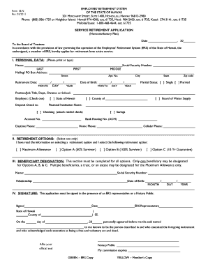 Hawaii State Employees Retirement Application