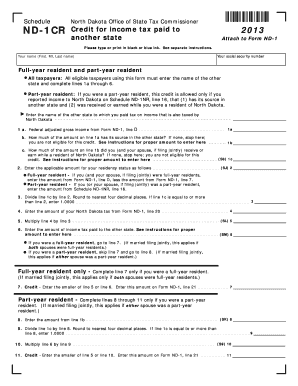North Dakota ND-1CR Tax Credit Form
