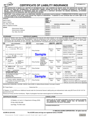 Certificate of Liability Insurance