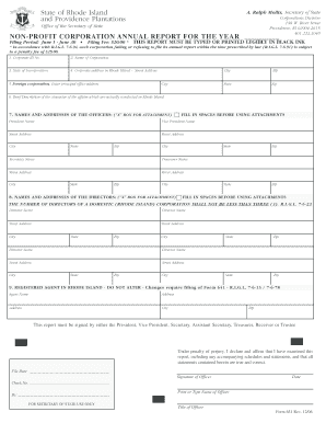 Rhode Island Non-Profit Corporation Annual Report