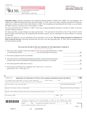 Louisiana Individual Income Tax Extension Form