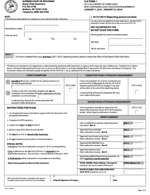 Wisconsin CLE Form 1