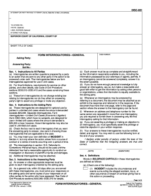 California Form Interrogatories General