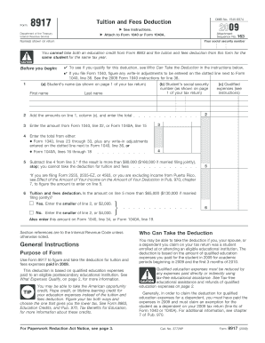 Tuition and Fees Deduction Form 8917