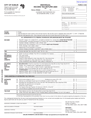 City of Dublin Income Tax Return