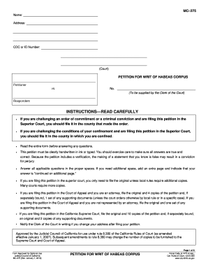California Petition for Writ of Habeas Corpus