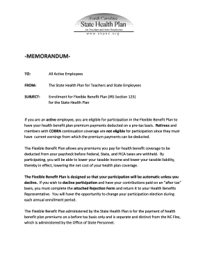 Flexible Benefit Plan Rejection Form