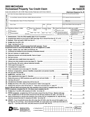 Michigan Homestead Property Tax Credit Claim Form