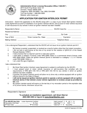 Hawaii Ignition Interlock Permit Application