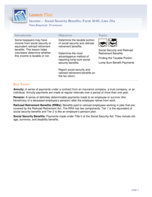 US Federal Social Security Benefits Form 1040