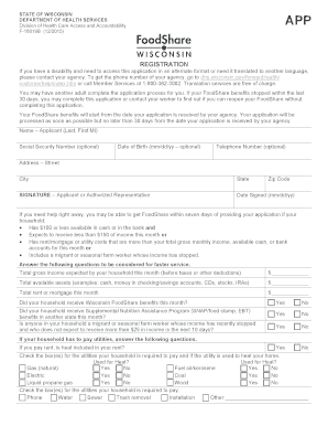 Wisconsin FoodShare Application