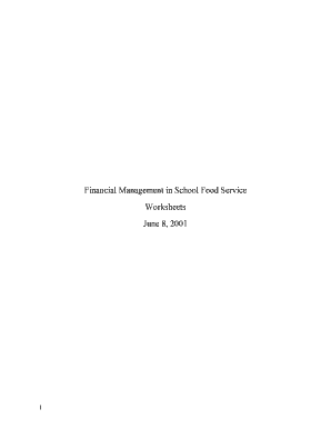 School Food Service Profit and Loss Worksheet