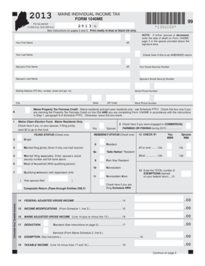 Maine Individual Income Tax Form 1040ME