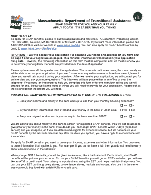 Massachusetts SNAP Benefits Application